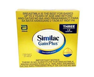 Abbott Similac Gain Plus Milk Supplement Three 1-3 Years Old (2 Packs x 450g) 900g