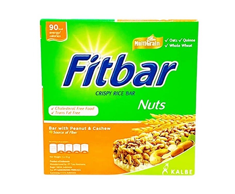 Fitbar Crispy Rice Bar Nuts with Peanut &amp; Cashew (5 Packs x 24g)