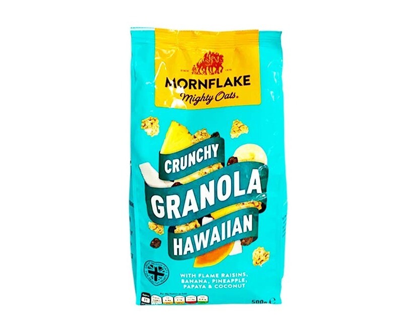Mornflake Mighty Oats Crunchy Granola Hawaiian with Flame Raisins, Banana, Pineapple, Papaya &amp; Coconut 500g
