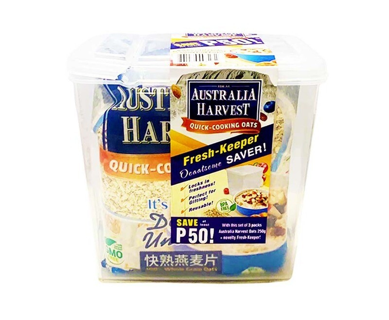 Australia Harvest Quick-Cooking Oats (3 Packs x 250g) + Novelty Fresh-Keeper