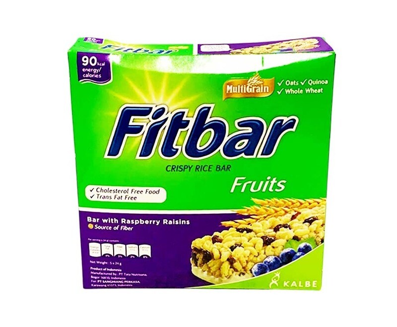 Fitbar Crispy Rice Bar Fruits with Raspberry Raisins (5 Packs x 24g)
