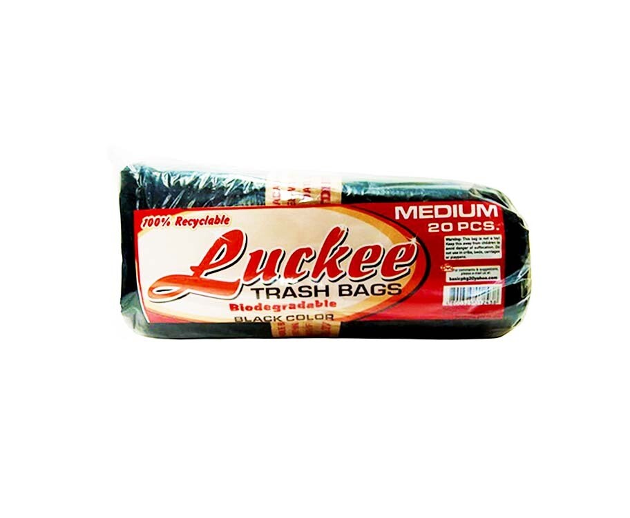 Luckee Trash Bags Biodegradable Black Color Medium 20 Pieces