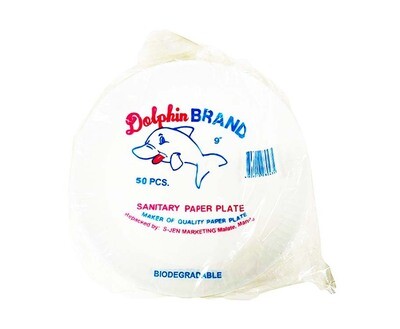 Dolphin Brand Biodegradable Sanitary Paper Plate 9" 50 Pieces