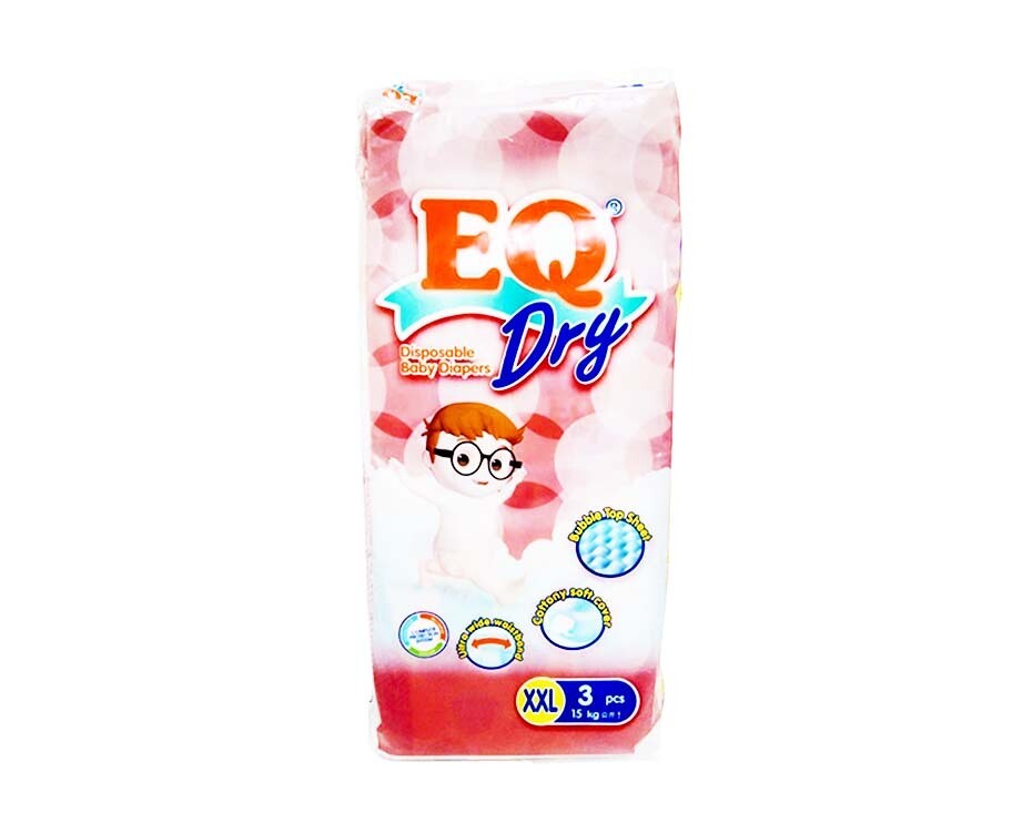 EQ Dry Disposable Baby Diapers XXL 15kg 3 Pads