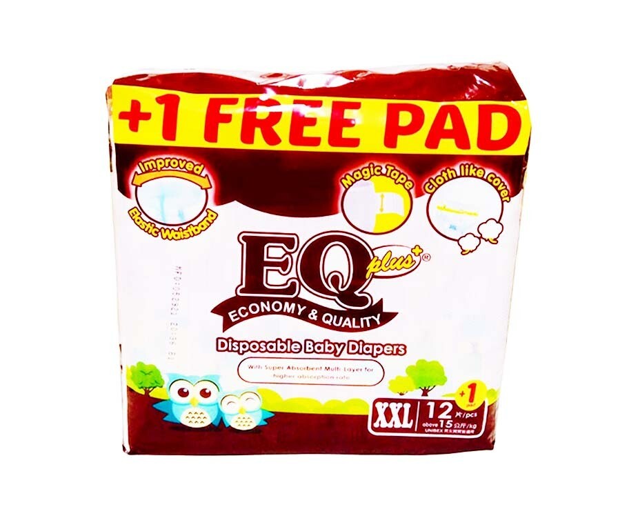 EQ Plus Disposable Baby Diapers XXL above 15k 12+1 Pad