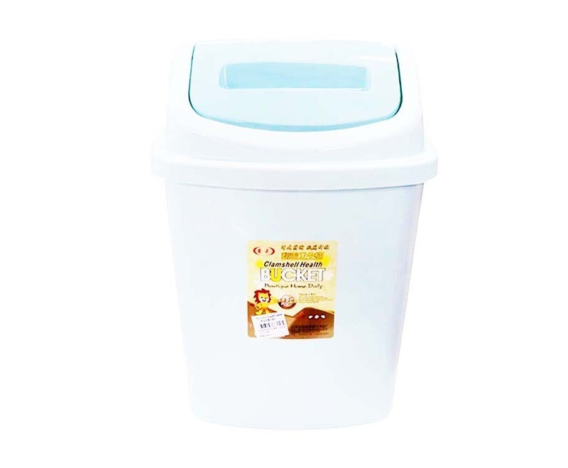 Clamshell Health Bucket Trash Bin Blue
