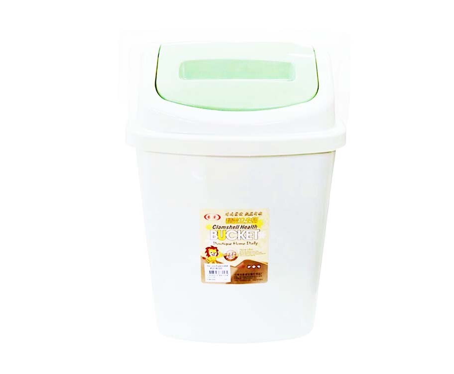 Clamshell Health Bucket Trash Bin Green