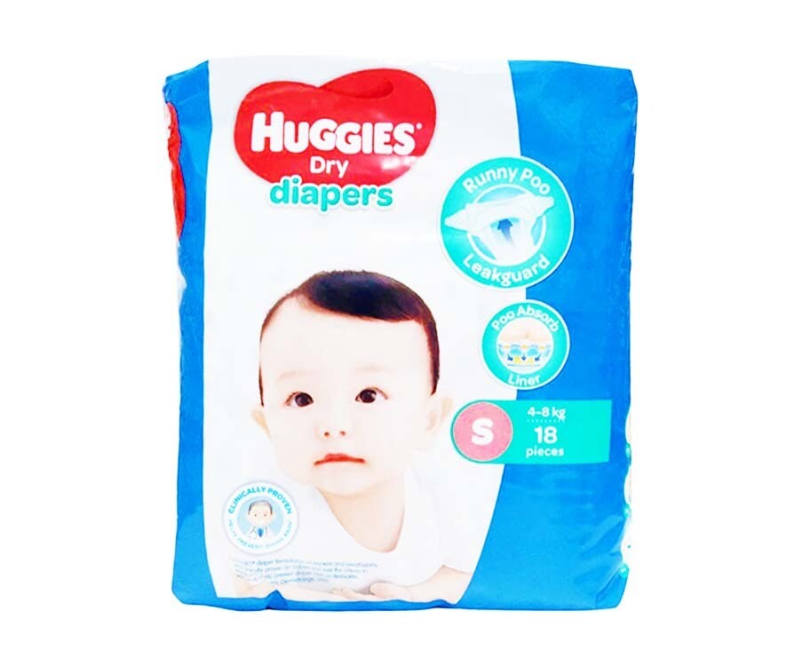 Huggies Dry Diapers Small 4-8kg 18 Pieces