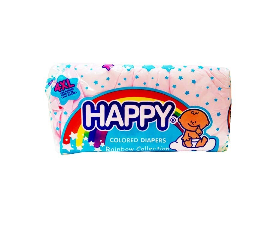 Happy Colored Diapers Rainbow Collection Pink XL over 12kg 4 Pads