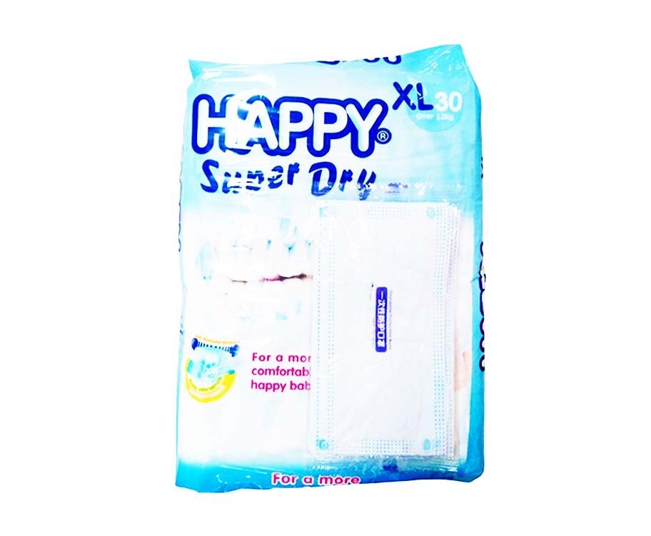 Happy Super Dry Baby Diapers XL over 12kg 30 Pads