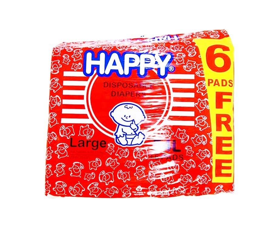Happy Disposable Diapers Large 54 diapers + 6 dispers free