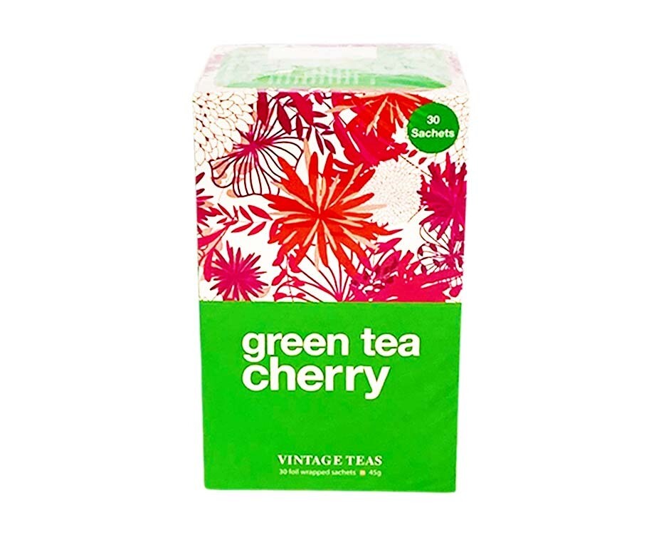 Vintage Teas Green Tea Cherry 30 Foil Wrapped Sachets 45g