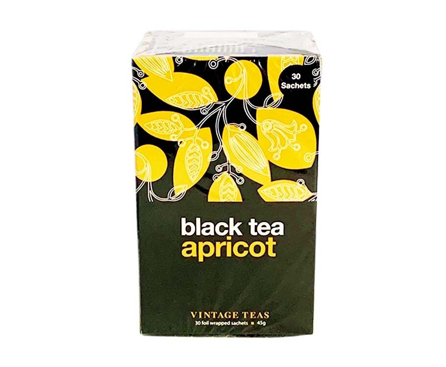 Vintage Teas Black Tea Apricot 30 Foil Wrapped Sachets 45g