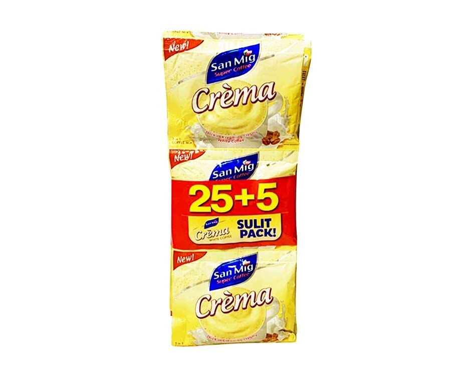 San Mig Super Coffee Crèma White Coffee 3-in-1 Coffee Mix Sulit Pack (25+5 Packs)