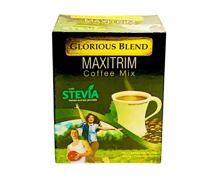Glorious Blend Maxitrim Coffee Mix with Stevia Leaves Extract Powder (7 Sachets x 15g) 105g