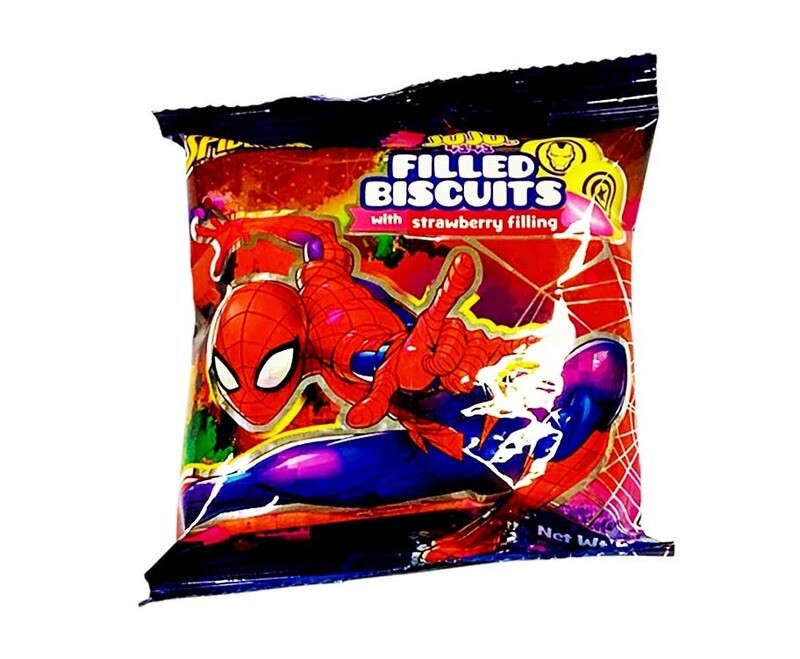 Juju Marvel Spiderman Filled Biscuits with Strawberry Filling 25g