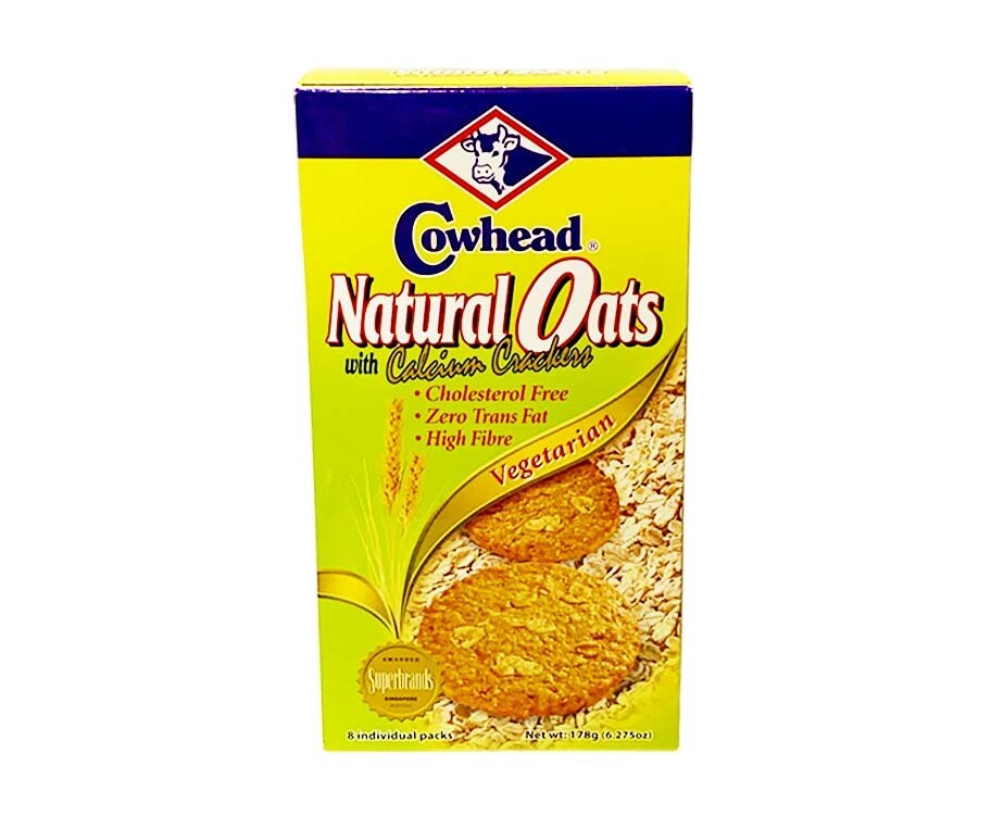 Cowhead Natural Oats with Calcium Crackers Vegetarian 8 Individual Packs 6.275oz (178g)