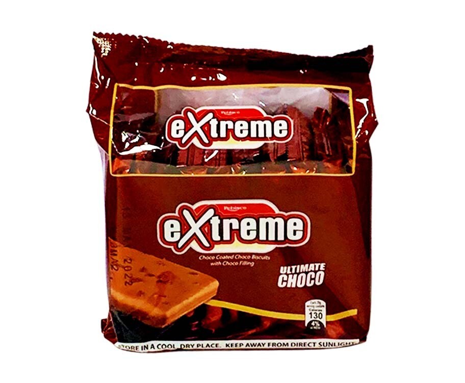 Rebisco Extreme Ultimate Choco Choco Coated Choco Biscuits with Choco Filling (10 Packs x 25g)