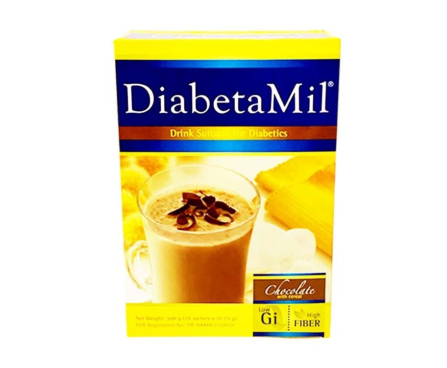 DiabetaMil Drink Suitable for Diabetics Chocolate with Cereal (16 Sachets x 31.25g) 500g