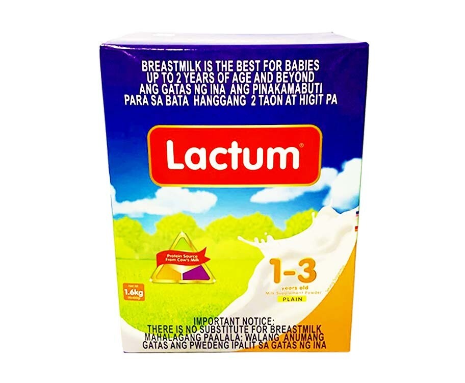 Lactum 1-3 Years Old Plain Milk Supplement Powder (4 Packs x 400g) 1.6kg