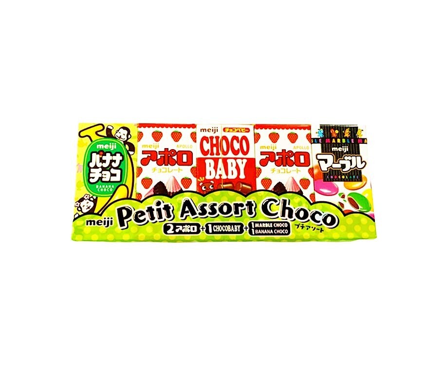 Meiji Petit Assorted Choco (2 Meiji Apollo + 1 Choco Baby + 1 Marble Choco + 1 Banana Choco) 47g