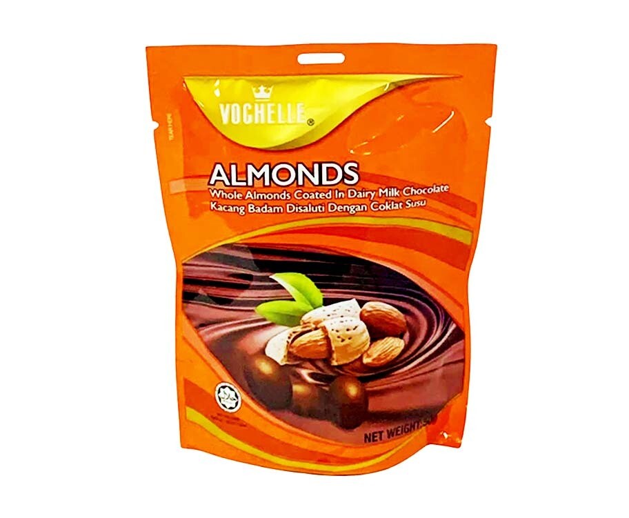 Vochelle Almonds Whole Almonds Coated in Dairy Milk Chocolate 50g