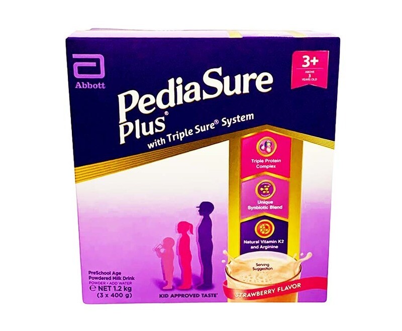 Abbott PediaSure Plus with Triple Sure System 3+ Above Years Old Pre-School Age Powdered Milk Drink Strawberry Flavor (3 Packs x 400g) 1.2kg
