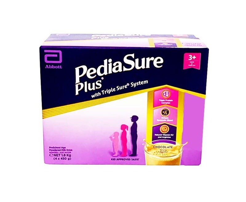 Abbott PediaSure Plus with Triple Sure System 3+ Above Years Old Pre-School Age Powdered Milk Drink Chocolate Flavor (4 Packs x 450g) 1.8kg