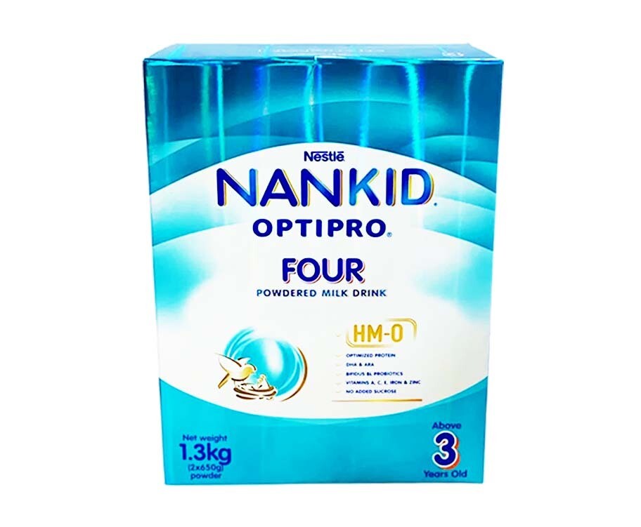 Nestlé NANKID OptiPro Four Powdered Milk Drink Above 3 Years Old (2 Packs x 650g) 1.3kg