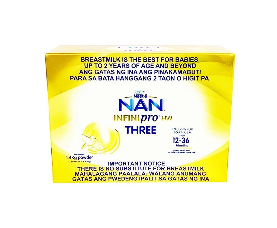 Nestlé NAN InfiniPro HW Three Follow-Up Formula From 12-36 Months Powder (2 Boxes of 2 x 350g) 1.4kg