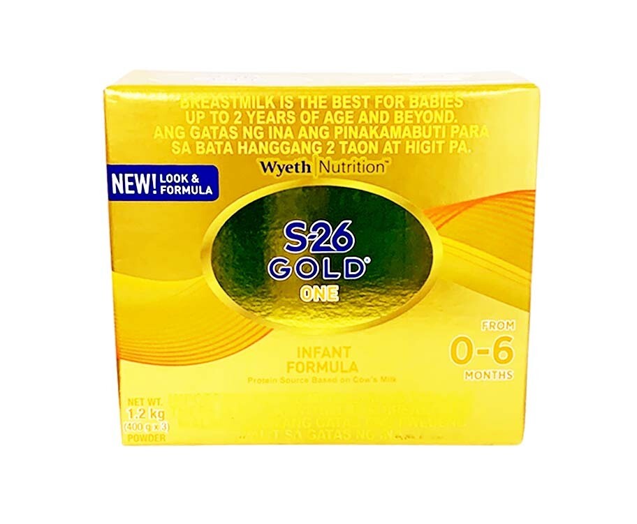 Wyeth Nutrition S-26 Gold One Infant Formula Powder From 0-6 Months (3 Packs x 400g) 1.2kg