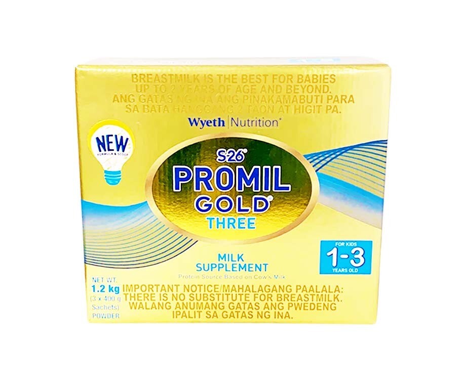 Wyeth Nutrition S-26 Promil Gold Three Milk Supplement For Kids 1-3 Years Old 1.2kg (3 Packs x 400g) 