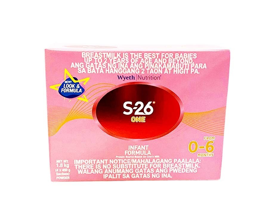 Wyeth Nutrition S-26 One Infant Formula From 0-6 Months (4 Packs x 450g) 1.8kg