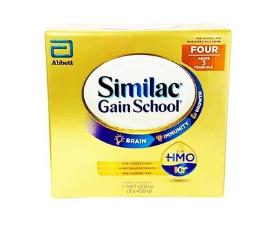 Abbott Similac Gain School Four Pre-School Age Powdered Milk Drink Above 3 Years Old (3 Packs x 400g) 1.2kg