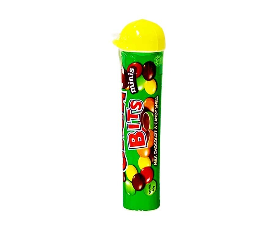 Goya Bits Minis Tube Milk Chocolate &amp; Candy Shell Yellow 40g