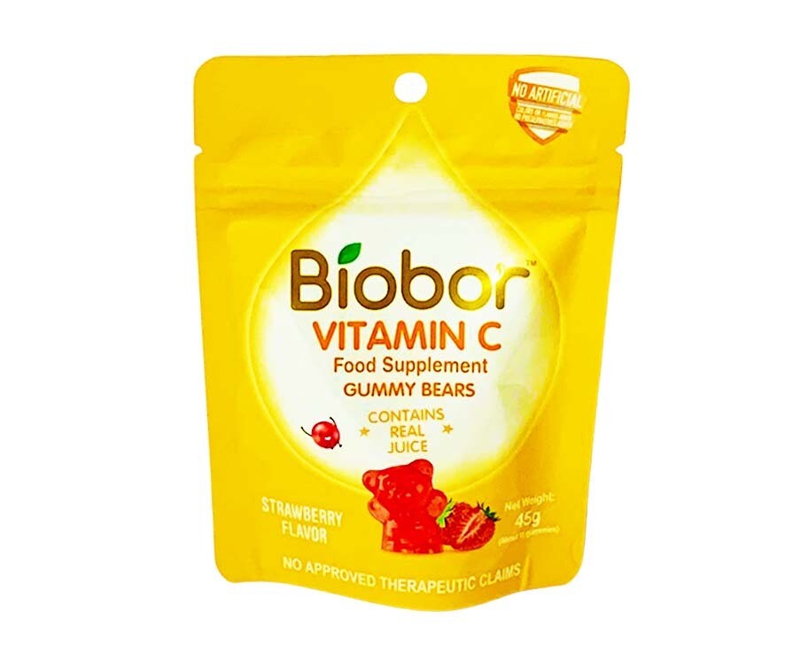 Biobor Vitamin C Food Supplement Gummy Bears Strawberry Flavor (About 11 Gummies) 45g