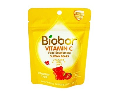 Biobor Vitamin C Food Supplement Gummy Bears Strawberry Flavor (About 11 Gummies) 45g