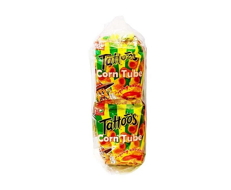 W L Foods Tattoos Corn Tube Spicy Cheese 12 Packs X 10g 