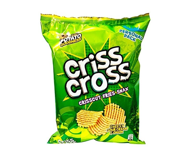 Criss Cross Crisscut Fries Snax Cheesy Sour Cream &amp; Onion Personal Pack 65g