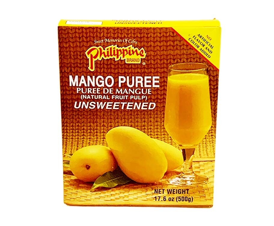 Philippine Brand Mango Puree (Natural Fruit Pulp) Unsweetened 17.6oz (500g)