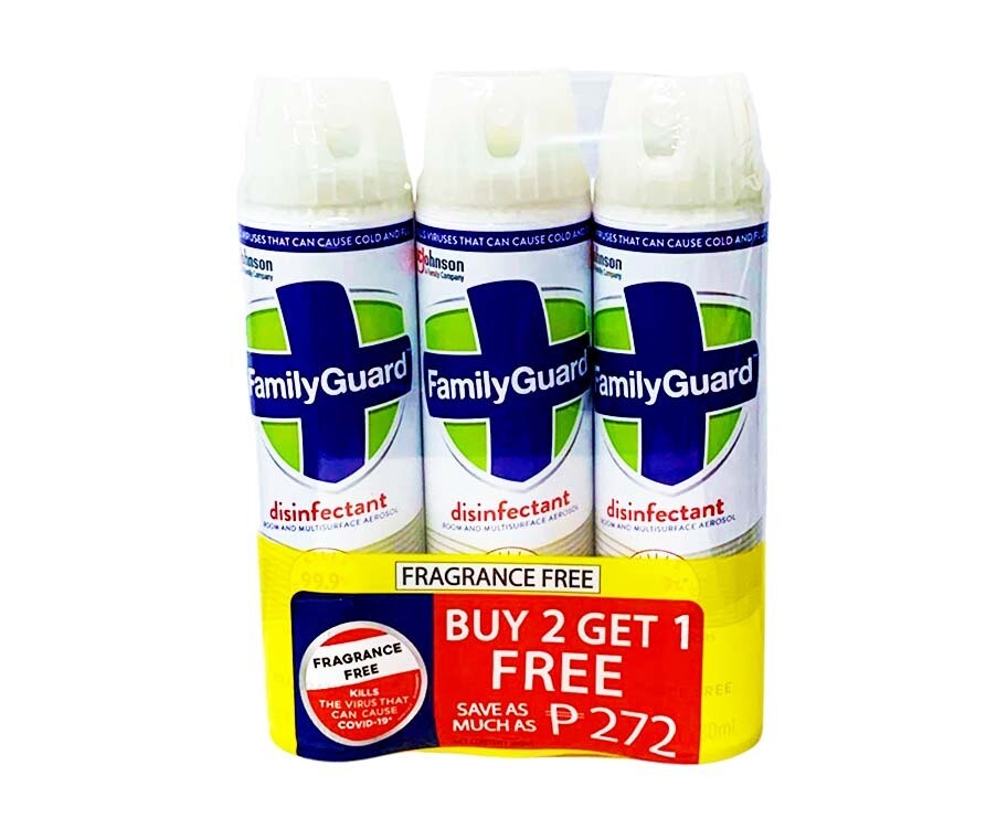 FamilyGuard Disinfectant Room and Multisurface Aerosol Fragrance Free (3 Packs x 280mL)