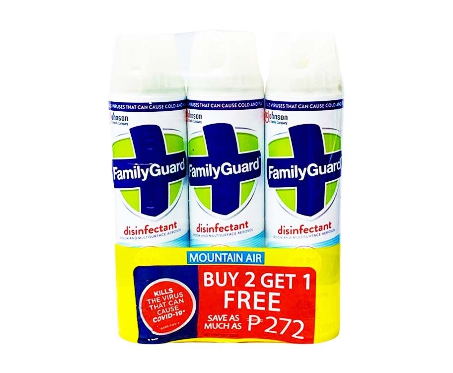 FamilyGuard Disinfectant Room and Multi-Surface Aerosol Mountain Air (3 Packs x 280mL)