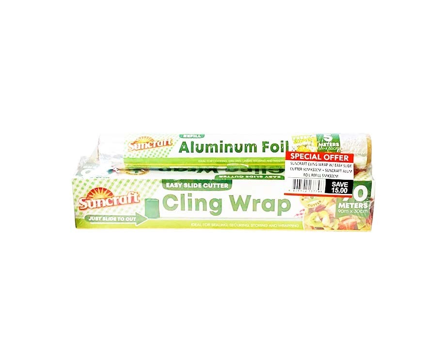 Suncraft Cling Wrap with Easy Slide Cutter 90m x 30cm + Suncraft