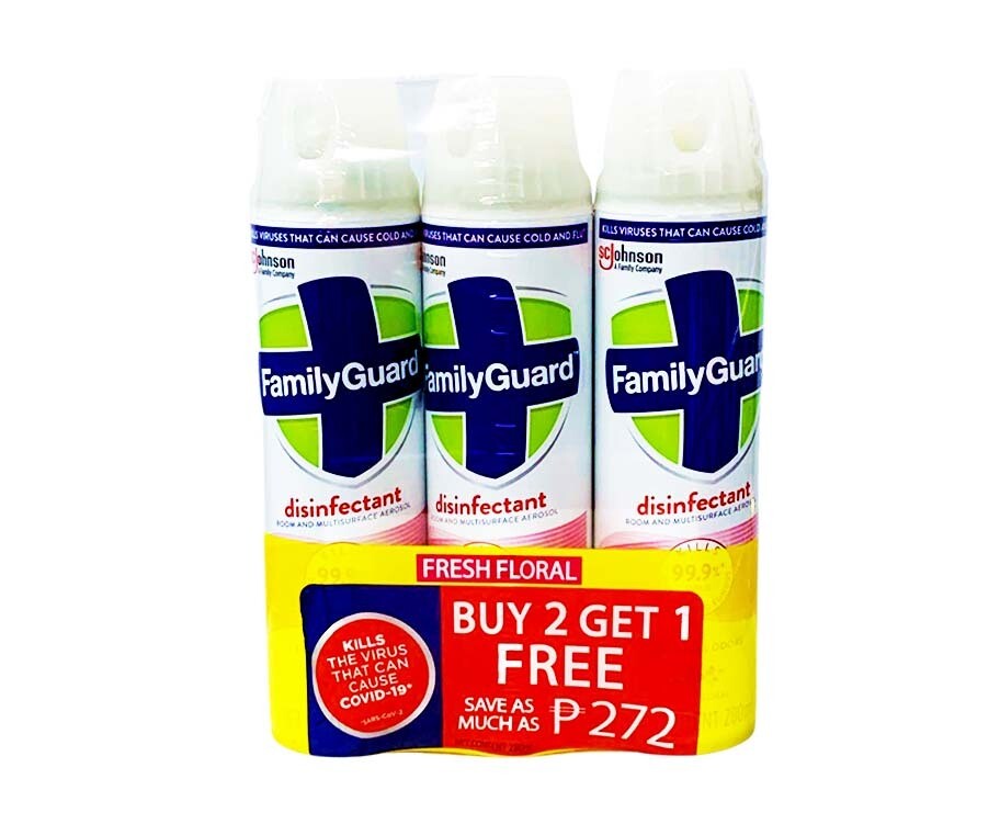 FamilyGuard Disinfectant Room and Multisurface Aerosol Fresh Floral (3 Packs x 280mL)