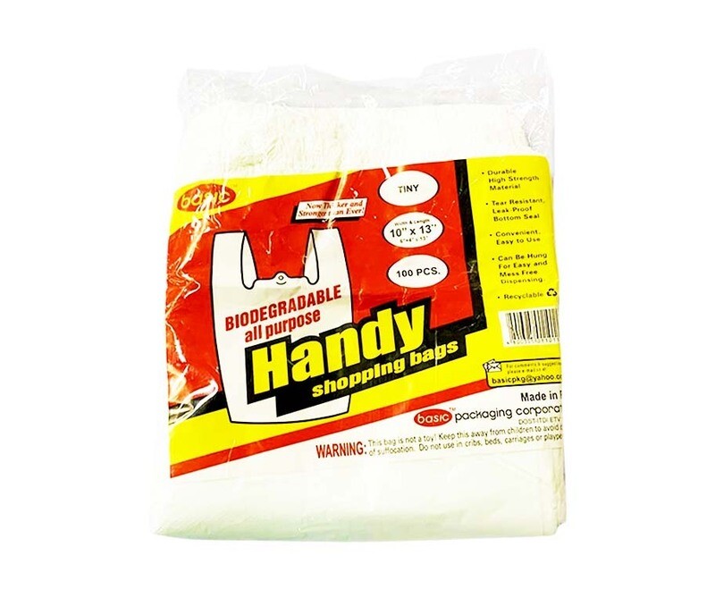 Basic Biodegradable All Purpose Handy Shopping Bags Tiny 10&quot; x 13&quot; 100 Pieces