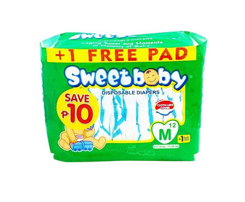Sweet Baby Disposable Diapers Medium 12+1 Pads