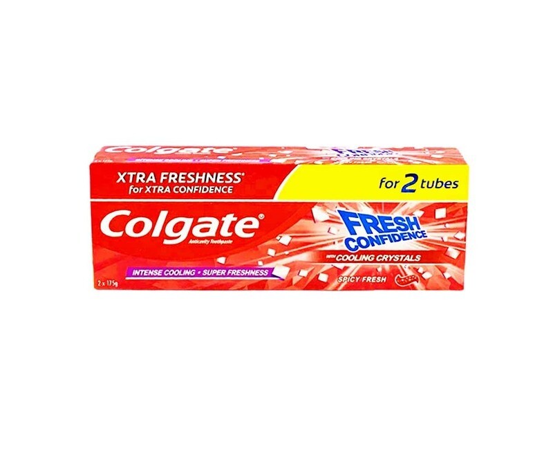 Colgate Anticavity Toothpaste Fresh Confidence with Cooling Crystals Spicy Fresh (2 Tubes x 175g)