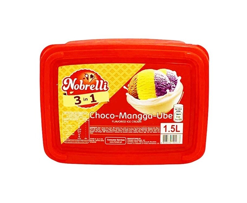 Nobrelli 3 in 1 Choco Mangga Ube Flavored Ice Cream 1.5L