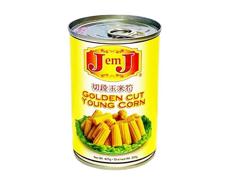 J em J Golden Cut Young Corn 425g