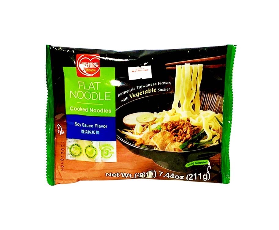 iNoodle Flat Noodle Cooked Noodles Soy Sauce Flavor 7.44oz (211g)
